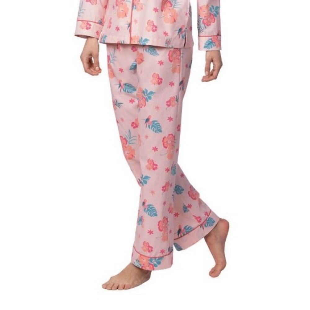 Margaritaville Dreams Hibiscus Floral Boyfriend Bootcut PJ Pants Tropical Pink - Picture 1 of 8